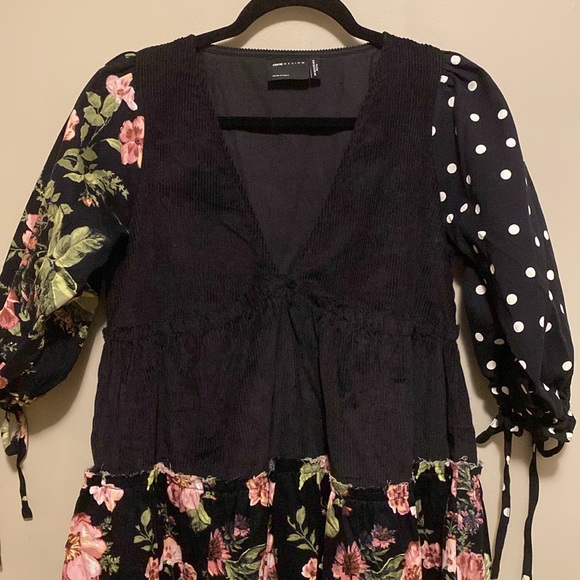 ASOS Design cotton & corduroy dress. NWT. Size 6. V neck. Babydoll design. - Picture 2 of 7